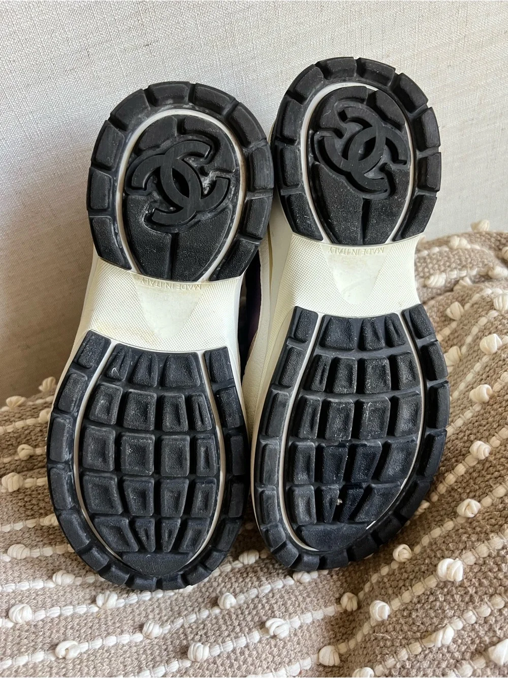 CHANEL Purple, Gray and White Suede with mess Lifestyle  Sneakers Size 6